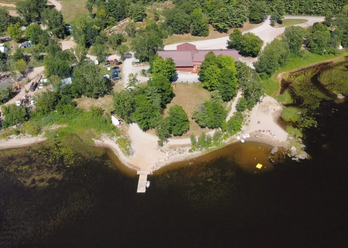 Aerial view of Stoco Lake Lodge