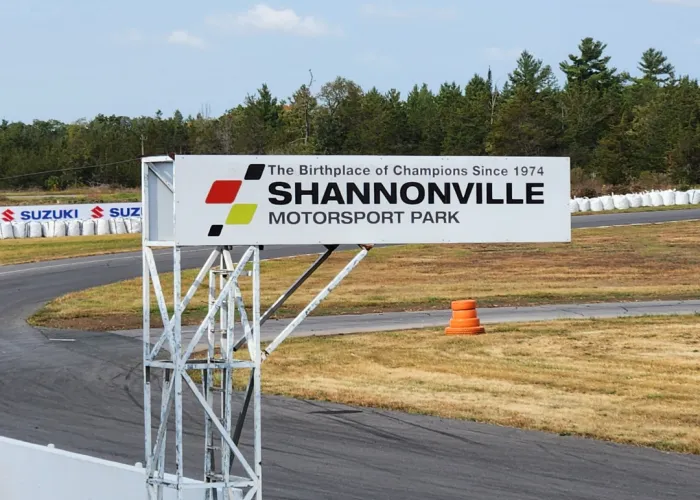 shannonville motorsport park sign over the race track