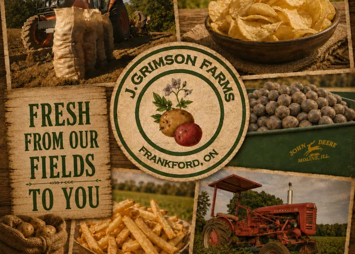 J Grimson Farms Open Event image showcasing potatoes, tractor, fries etc.